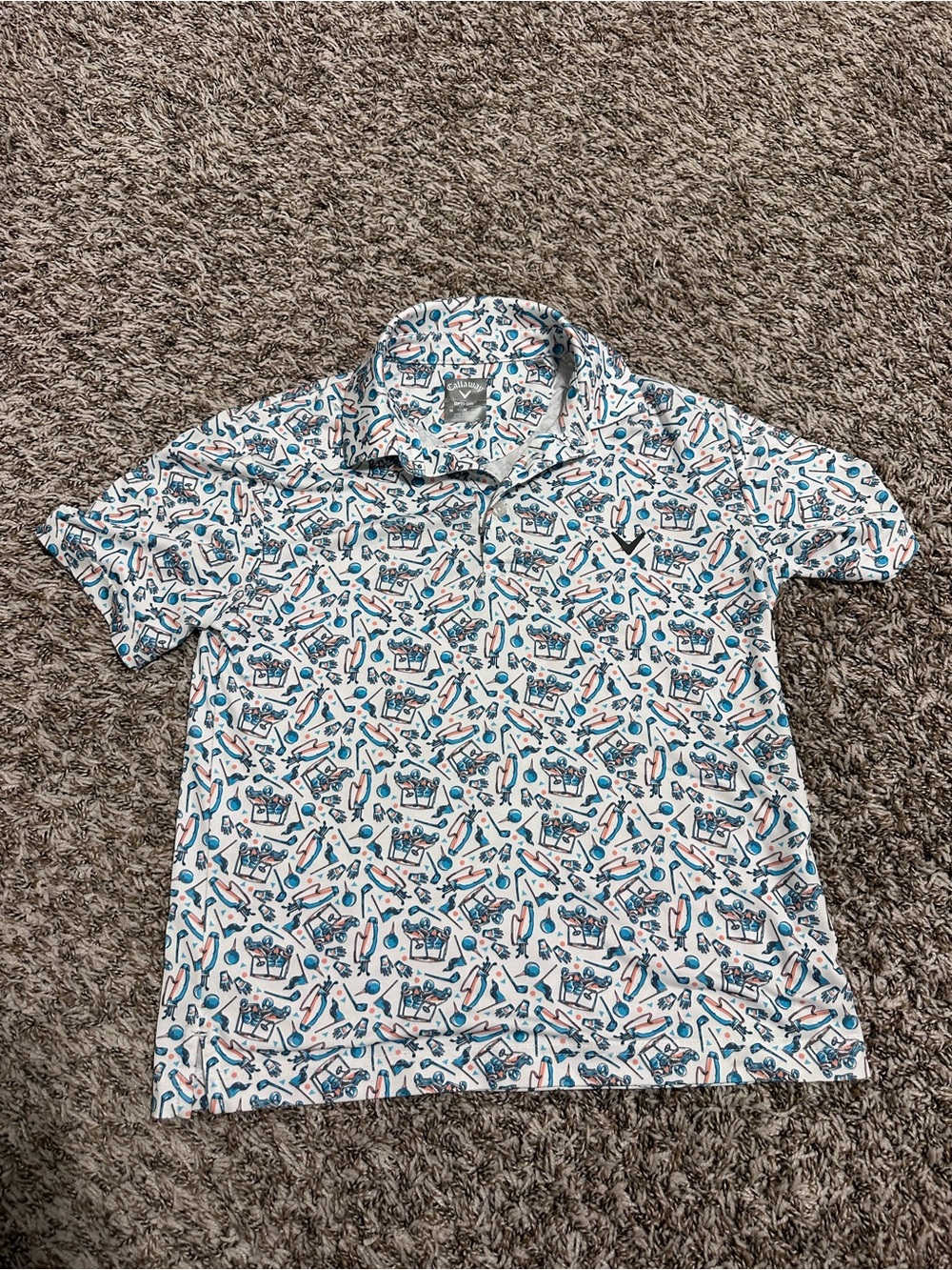 Callaway boys Polo with Blue & Coral Golf Print